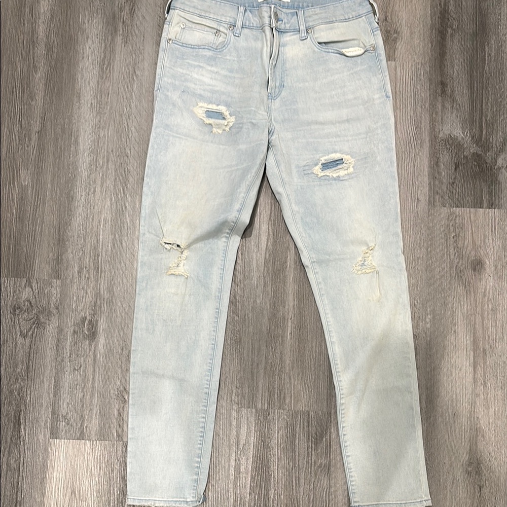 Men's Light Blue Distressed Jeans